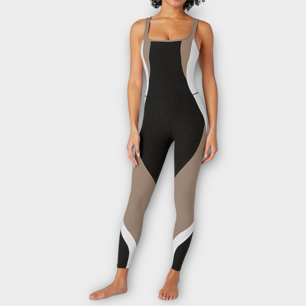 Beyond Yoga Spacedye Outlines Jumpsuit in Darkest Night Color-block Women’s SZ S
